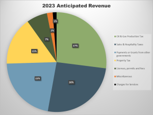 Pie chart showing 2023 Anticipated Revenue