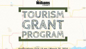 Image of a map with the words Williams County Tourism Grant Program