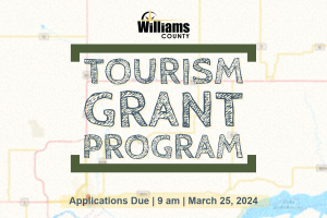 Image of a map with the words Williams County Tourism Grant Program