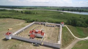 Aerial view of Fort Union and the Missouri River