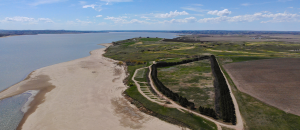 Aerial view of the shoreline of Lake Sakakawea