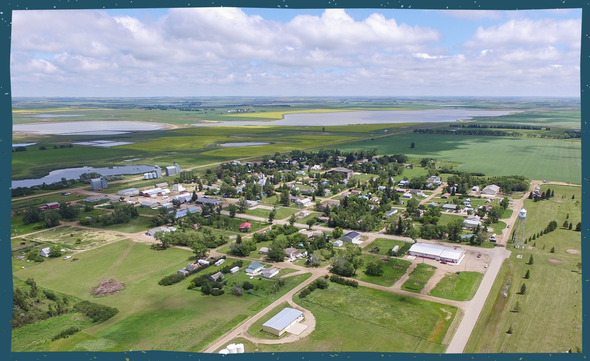 Aerial view of the city of Wildrose