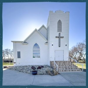 White church with cross on front