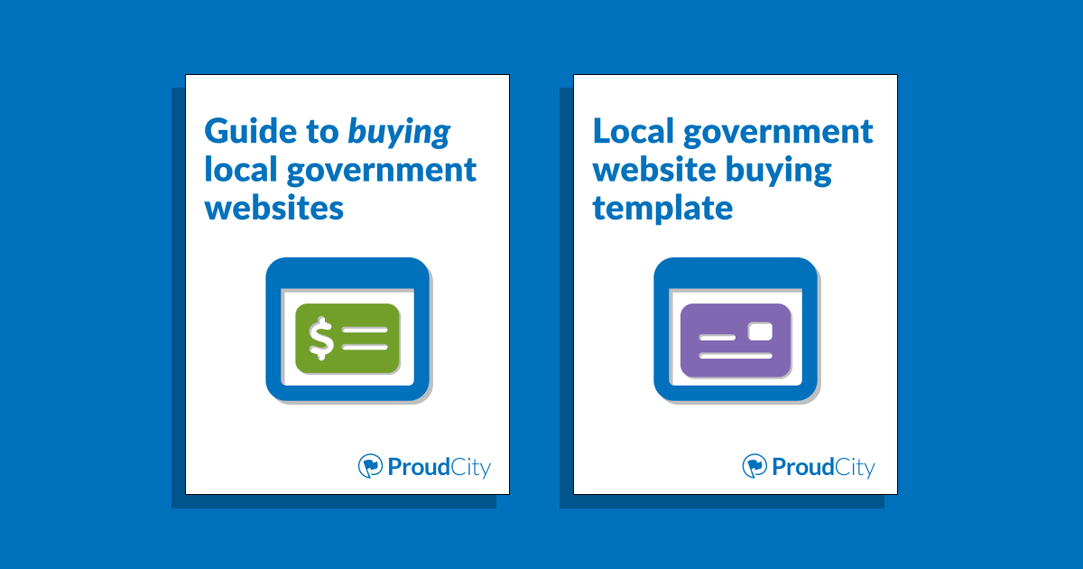 Front covers of two guides (Guide to buying local government websites and Local government website buying guide)