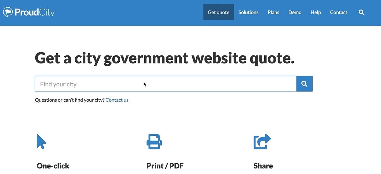 Instant, one-click government website quote