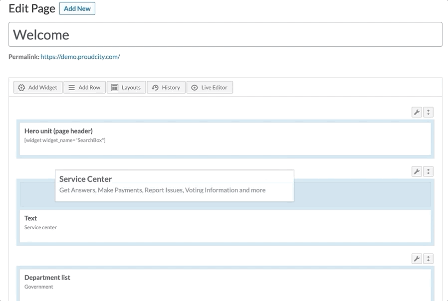 An introduction to the page builder editor in your ProudCity powered government website