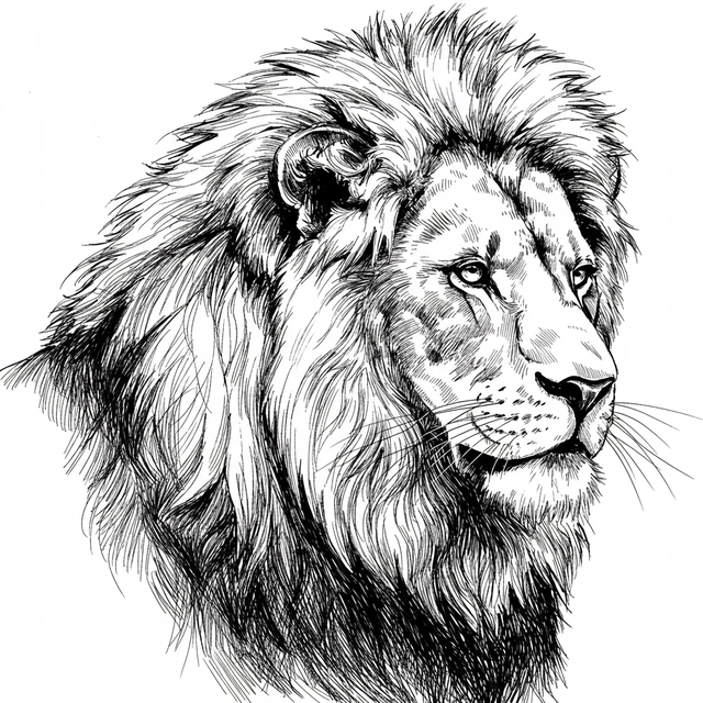 A pen sketch of lion
