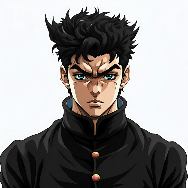 Creat a t shirt of black colour and print a image o anime chareter gojo