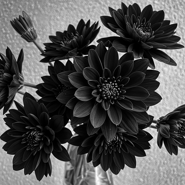 Black flowers background all glass