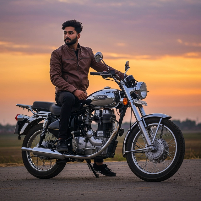 New bullet motor cycleimage with an rider on t shirt