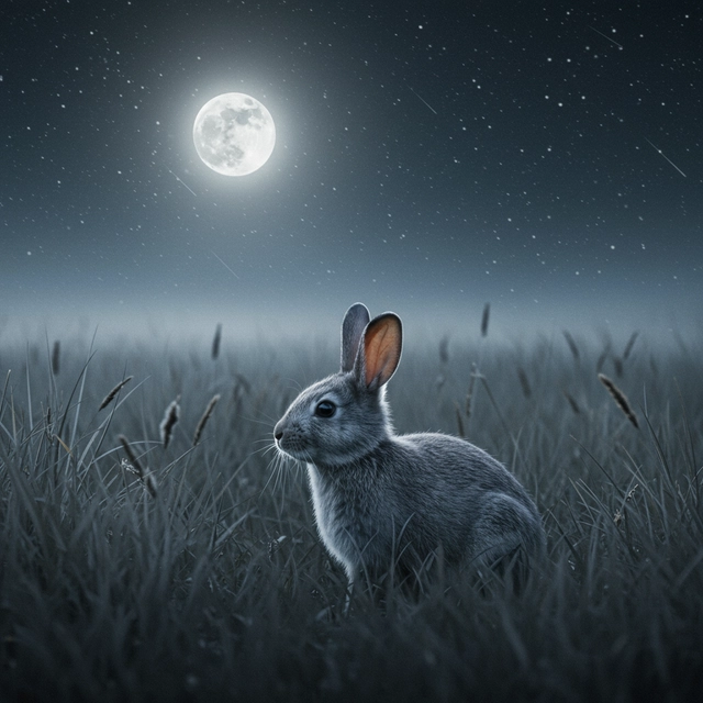 Rabbit in moonlight