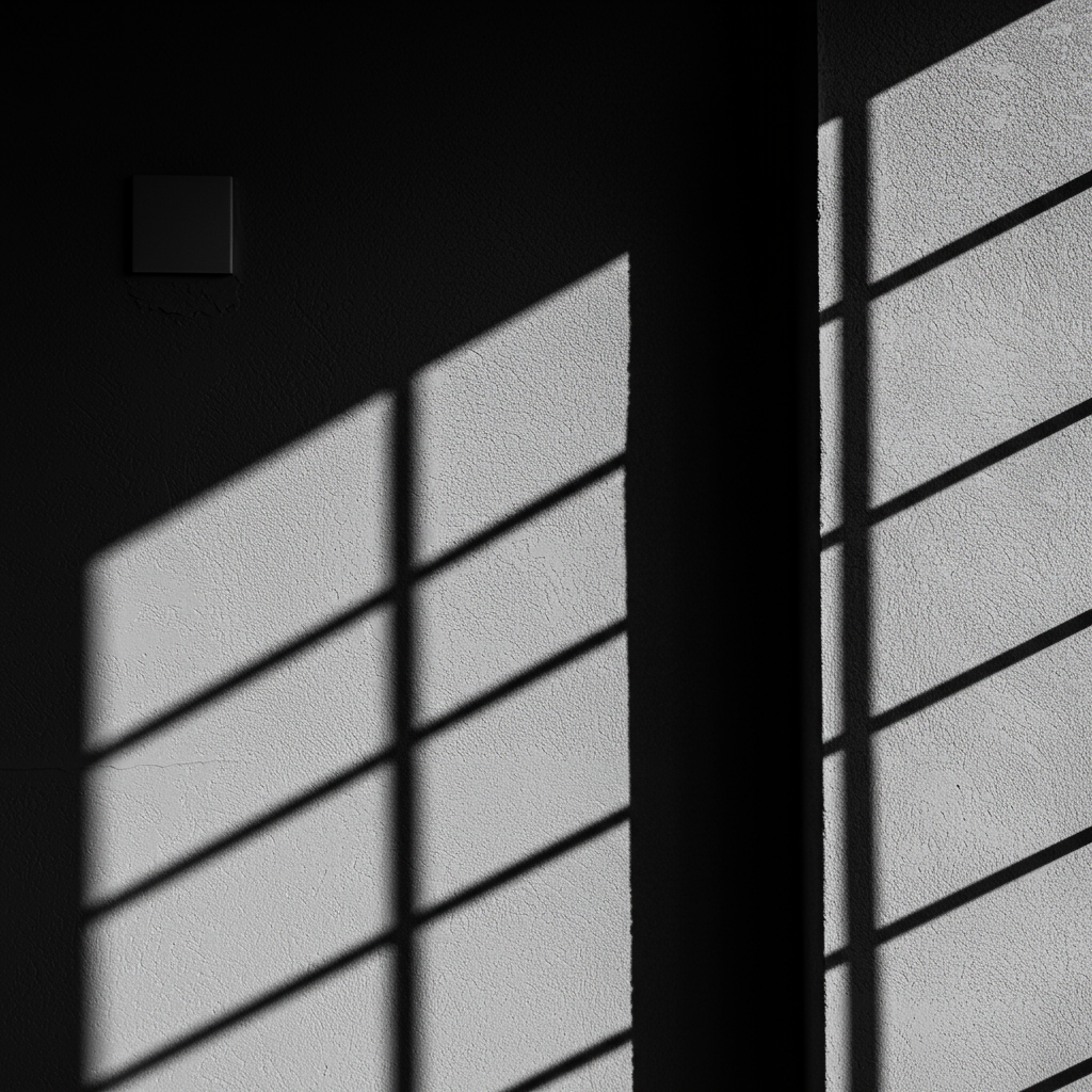 Art Print idea: Black and white photography, minimalist, urban setting, sharp shadows of window ...