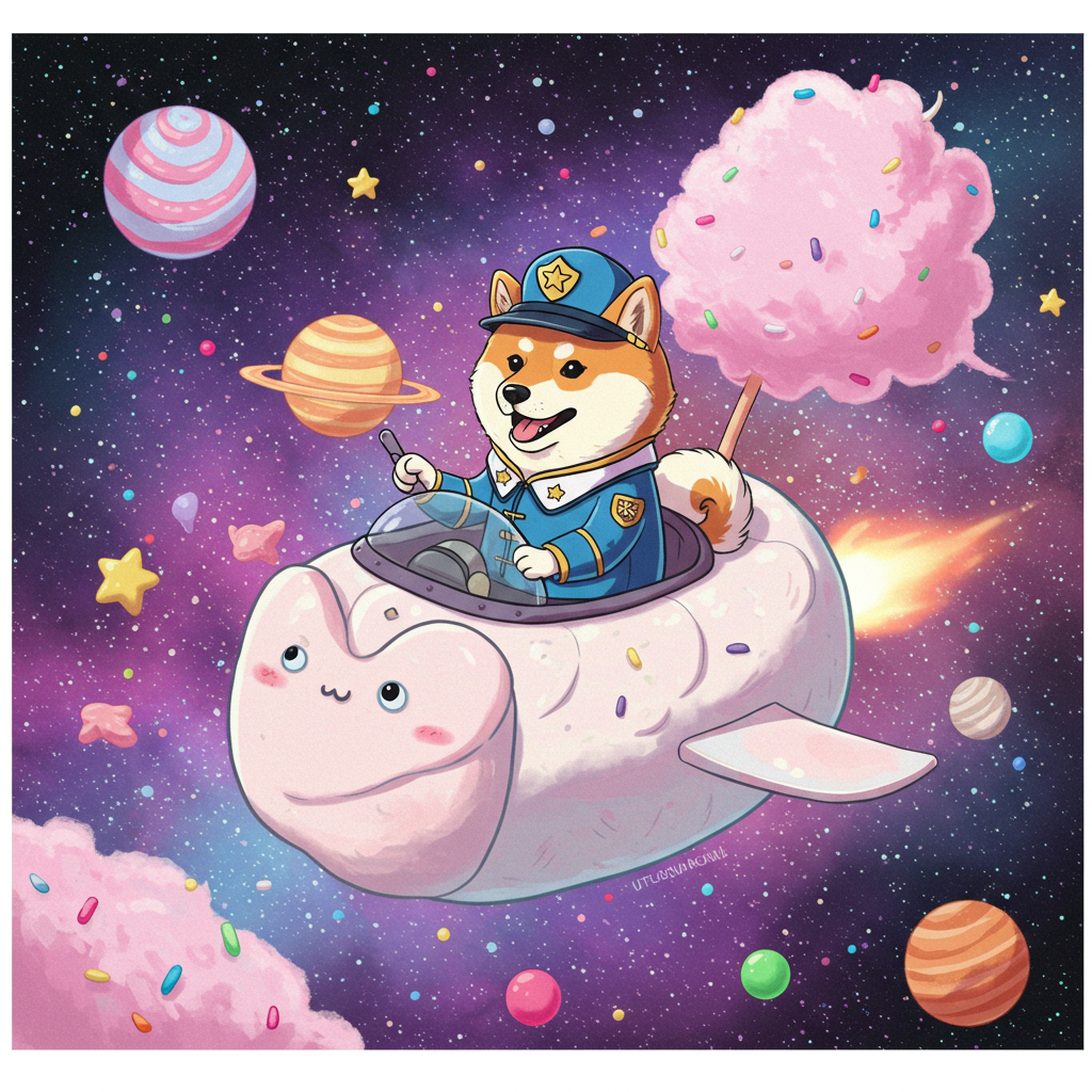 Art Print idea: A whimsical and humorous digital painting of a Shiba Inu dog dressed as a starsh...