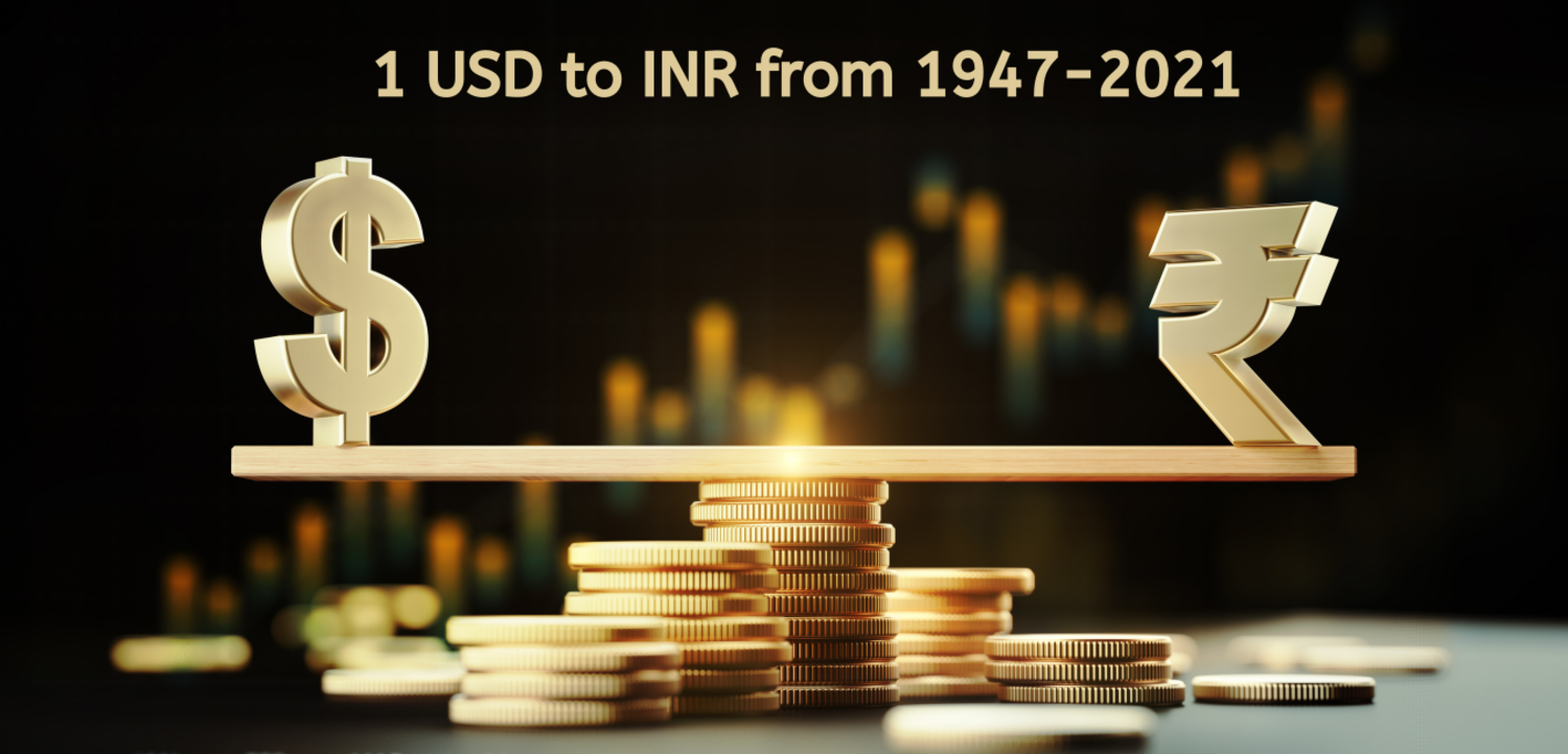 1 USD to INR from 1947 to 2021, Dollar to Rupee History: inr to dollar conversion formula