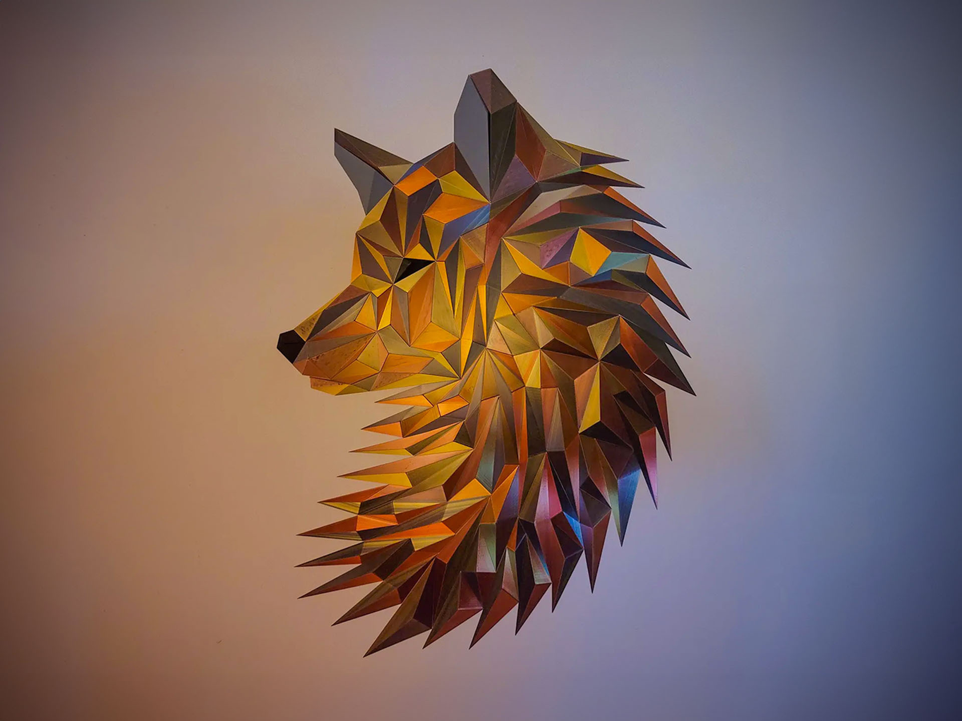 Geometric Wolf/fox head wall art par dgemily, photo par JamesonThug