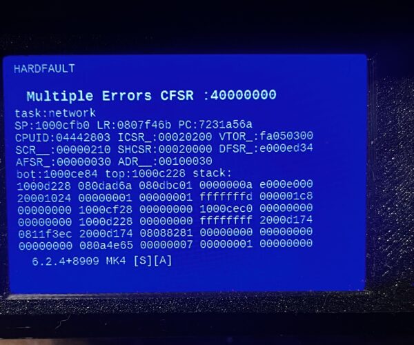 Image shows printer error output message