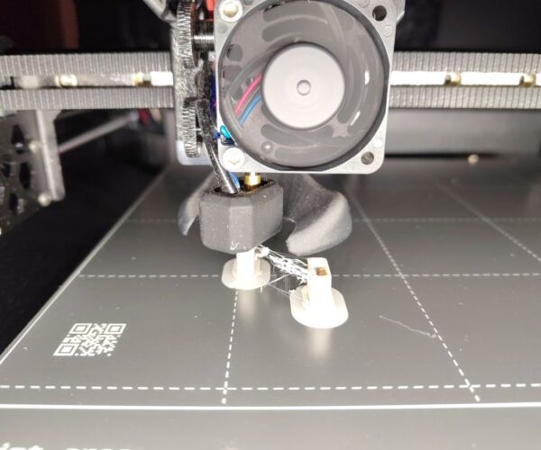 printing in progress. very visible stringing