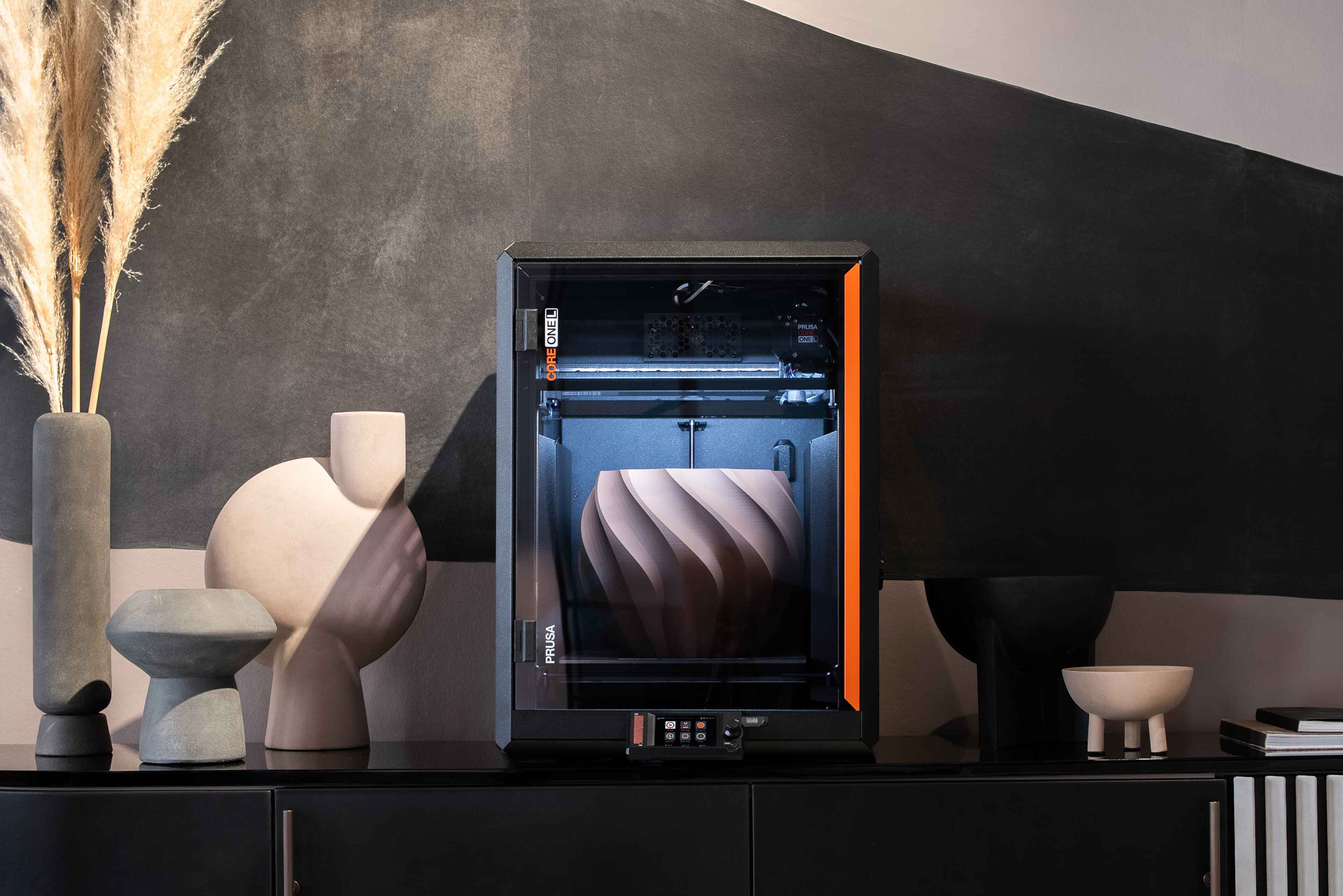 CORE One L 3D printer in modern interior setting