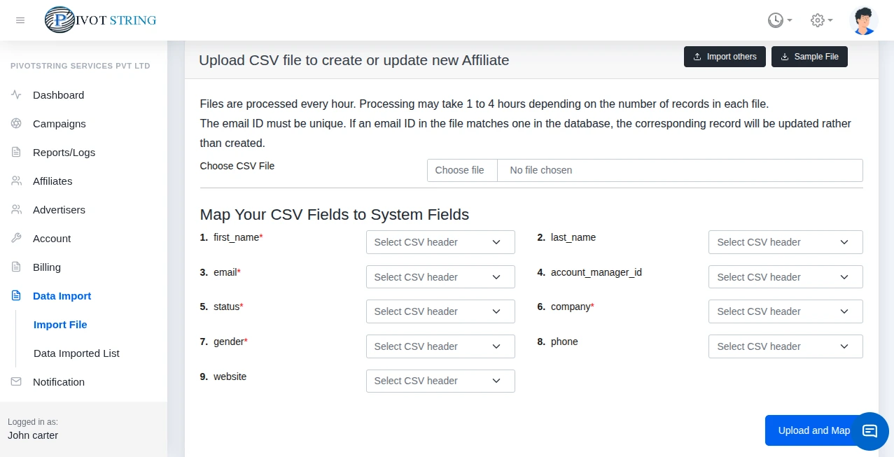 Bulk Import Affiliate