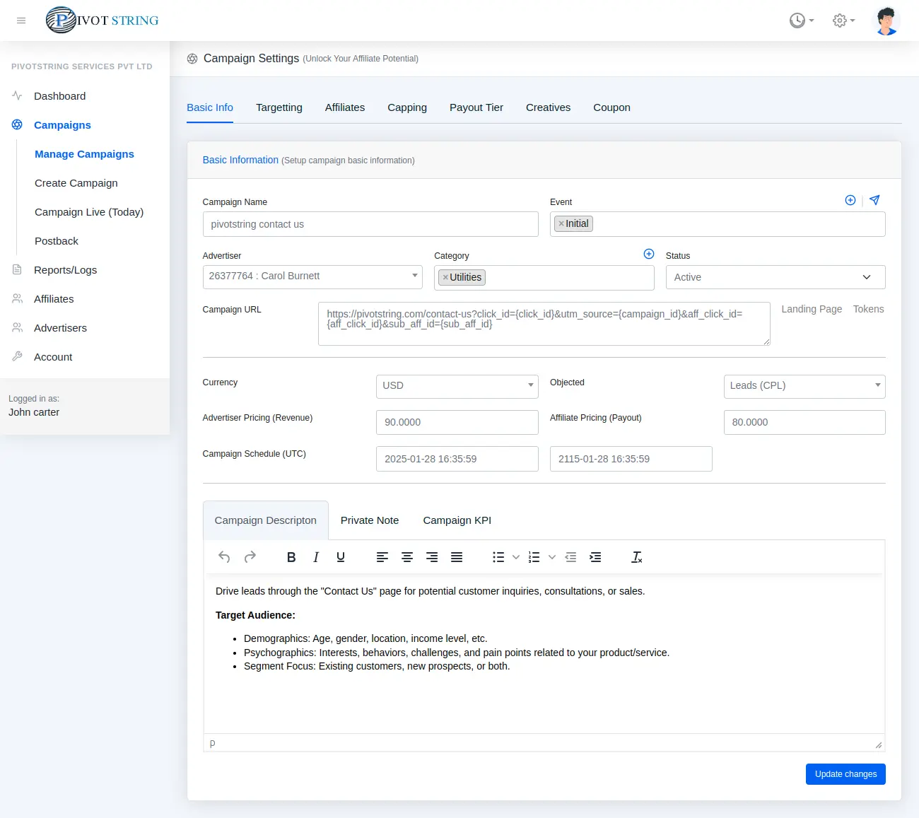 Campaign Basic Info UI