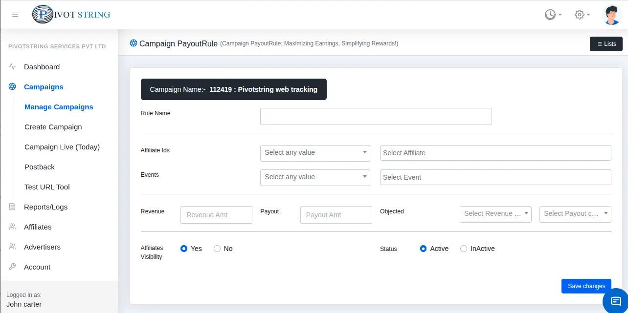Payout rule interface