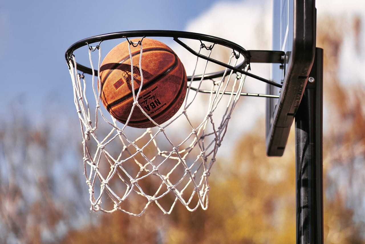 Basketball hoop on an outdoor court