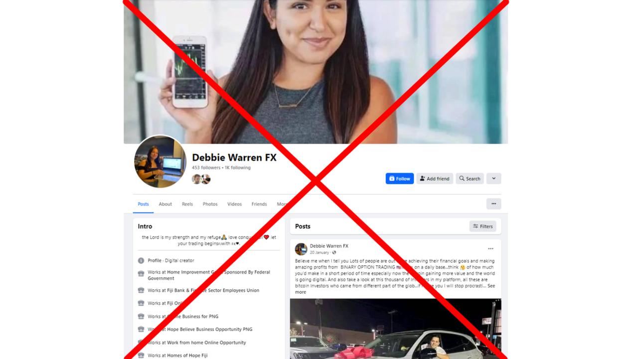 A screenshot of the Facebook account's main page.