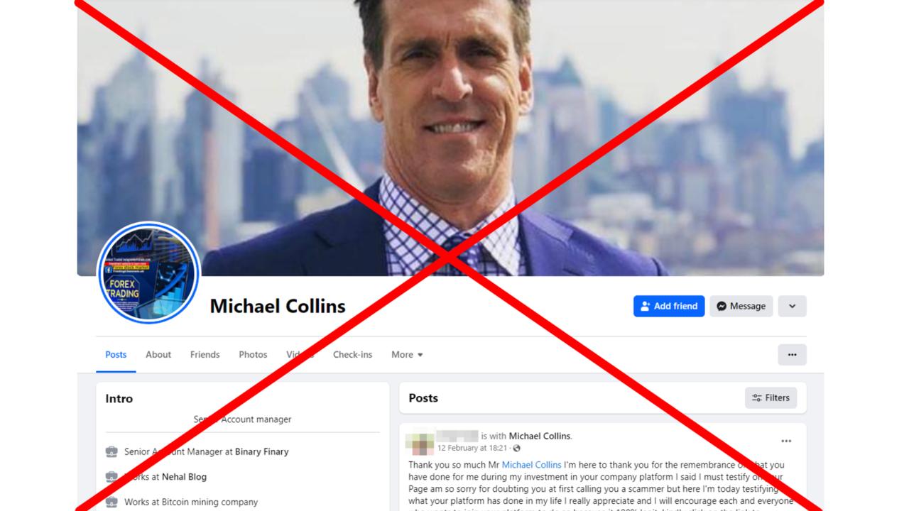 A screenshot of the Michael Collins Facebook page.
