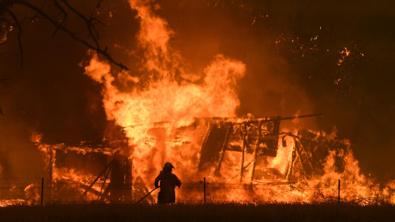 NSW Rural Fire Service crews fight a bushfire.