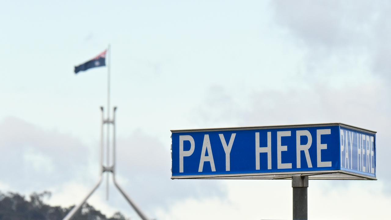 A 'pay here' sign near Australia's federal parliament.
