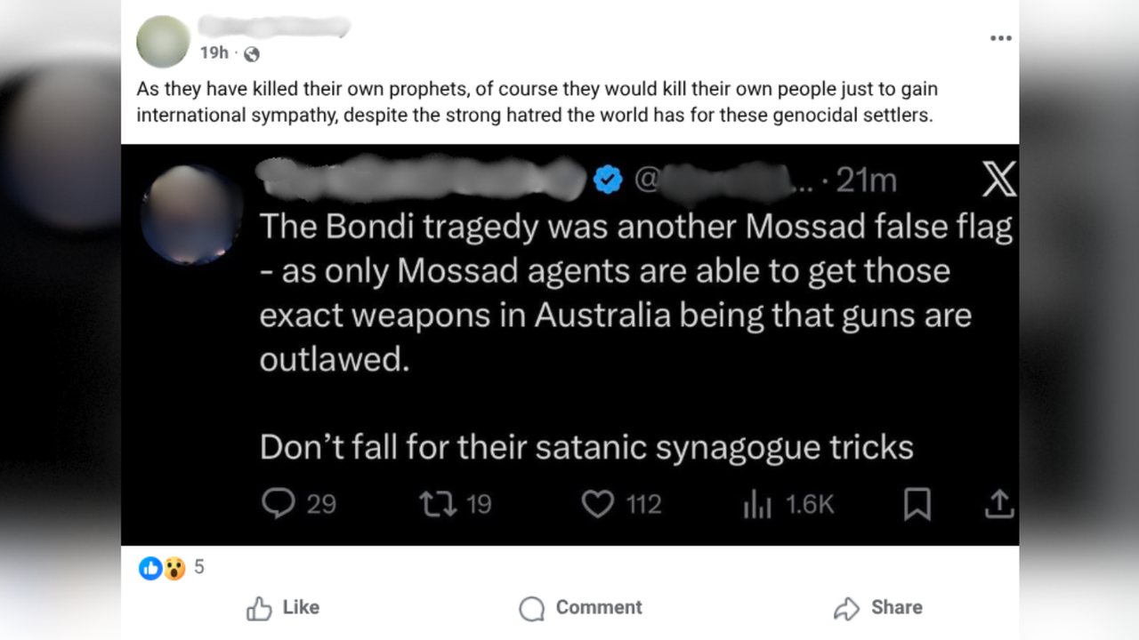A post falsely claiming the Bondi attack was a 'false flag'.