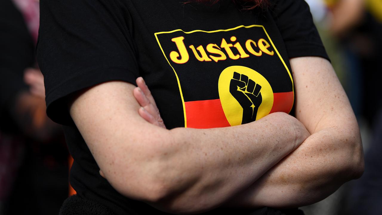 A protesters at an Indigenous deaths in custody rally (file image)