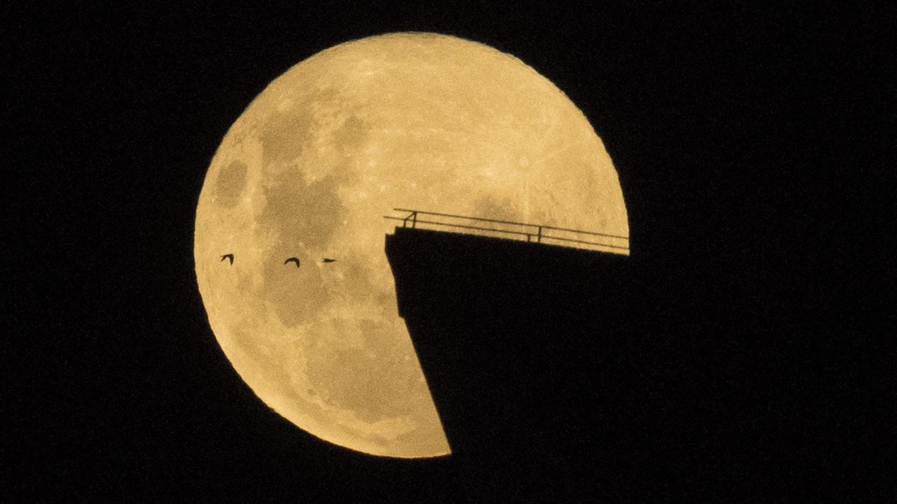 The moon seen behind the Sydney Opera House (file image)
