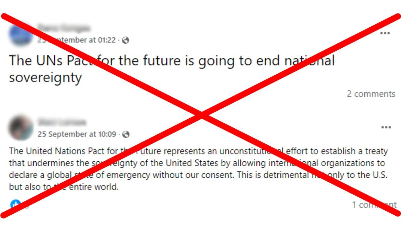 Facebook posts claim UN Pact for the Future takes sovereignty away 