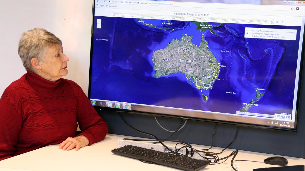 Professor Lyndall Ryan with the massacre map (file image)