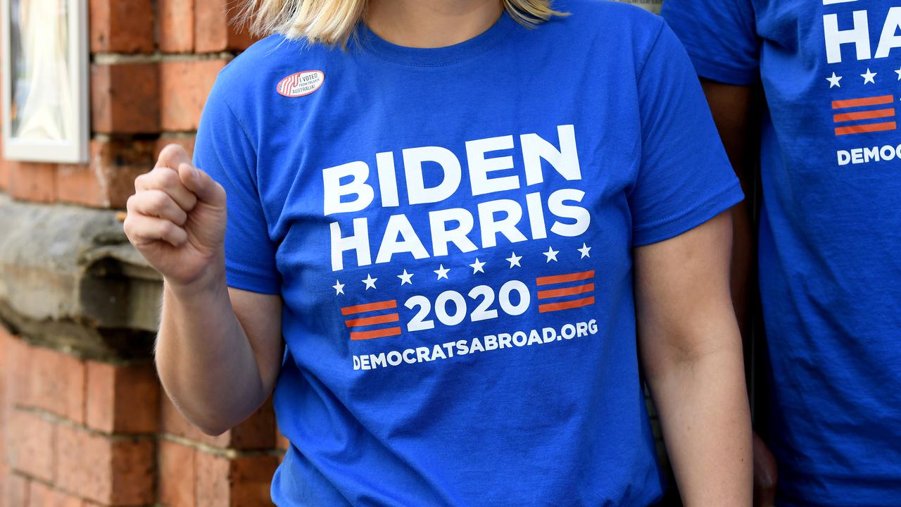 A woman wearing a Biden Harris election shirt (file image)
