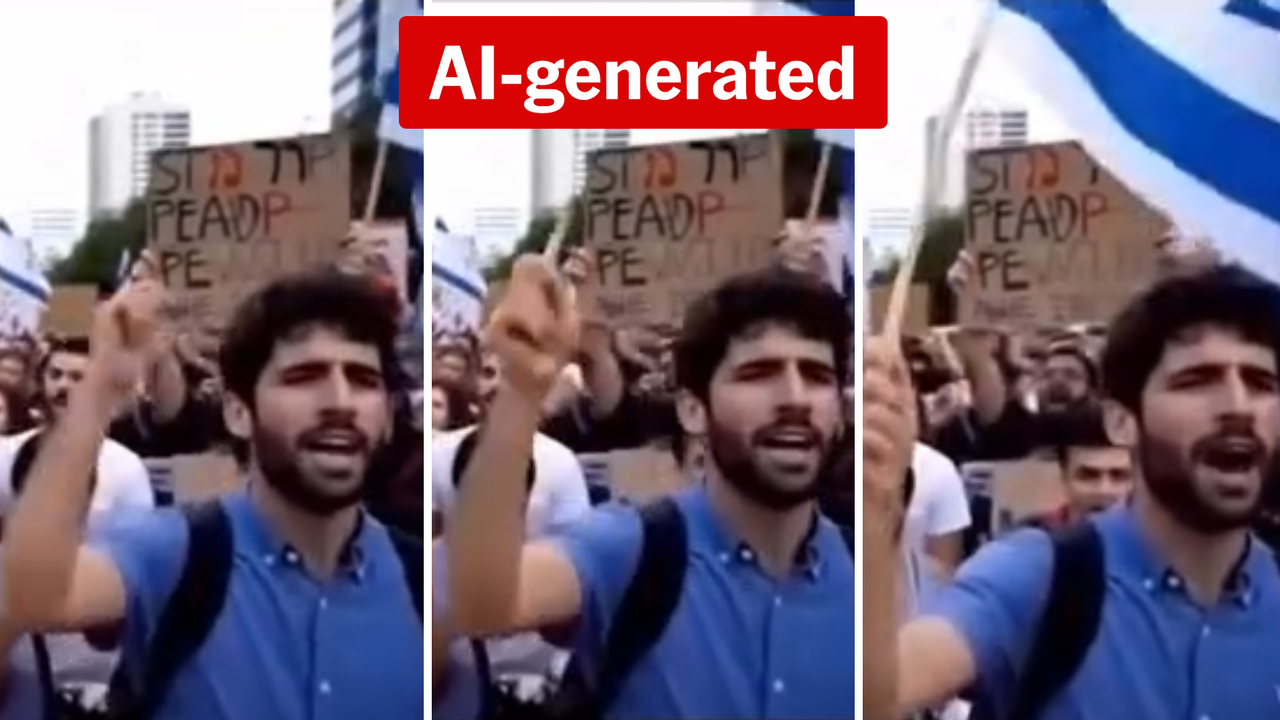 Close-ups of flag pole suddenly appearing in man's hand
