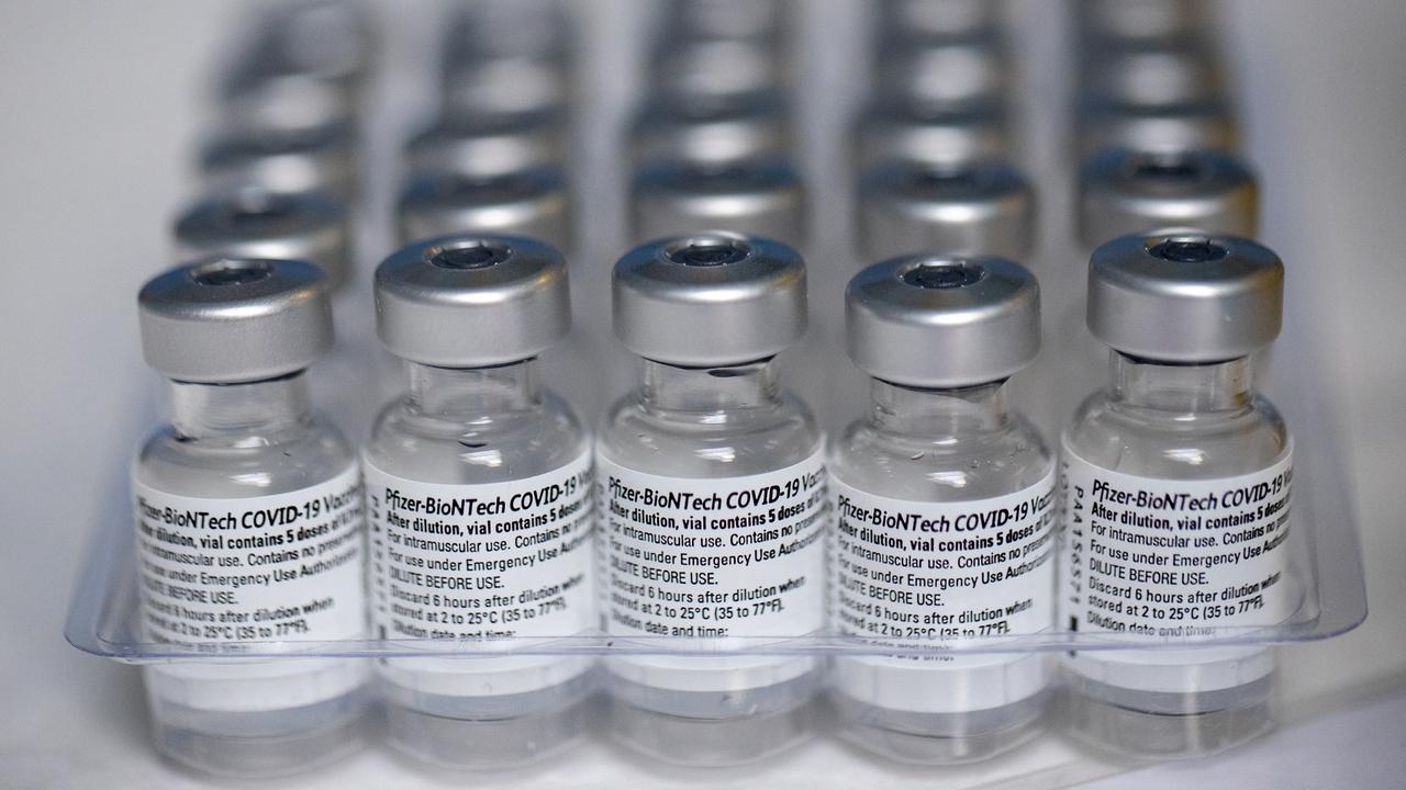 Pfizer COVID-19 vaccine vials.