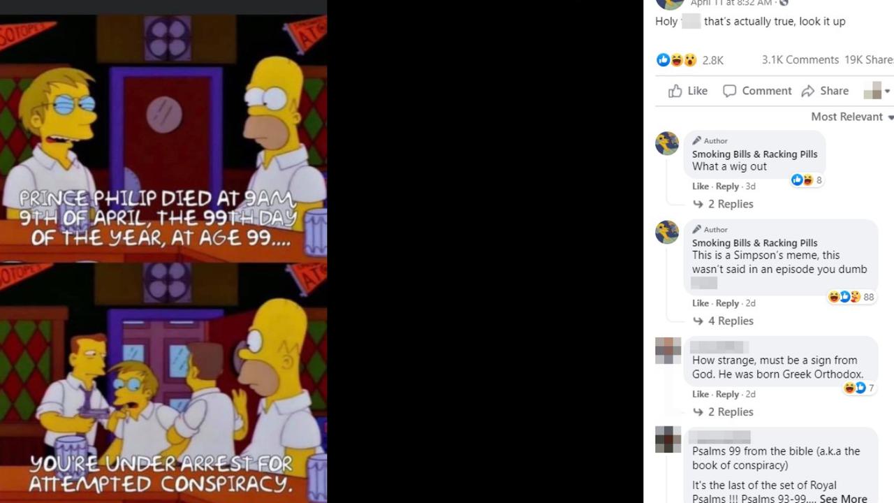 A Facebook post including the Simpsons meme