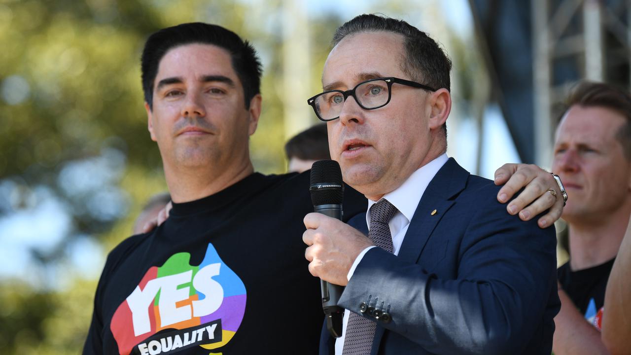 Alan Joyce (right) with Shane Lloyd in November 2017