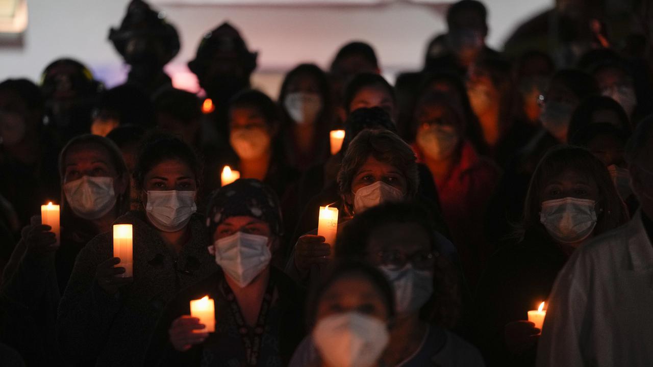 A vigil for COVID-19 victims held in Santiago, Chile.