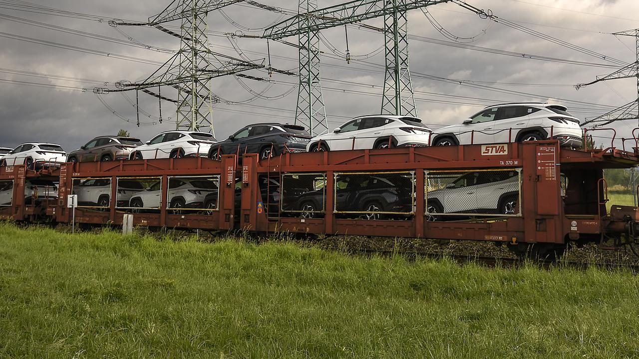 Cars transported on a train in Europe (file image)