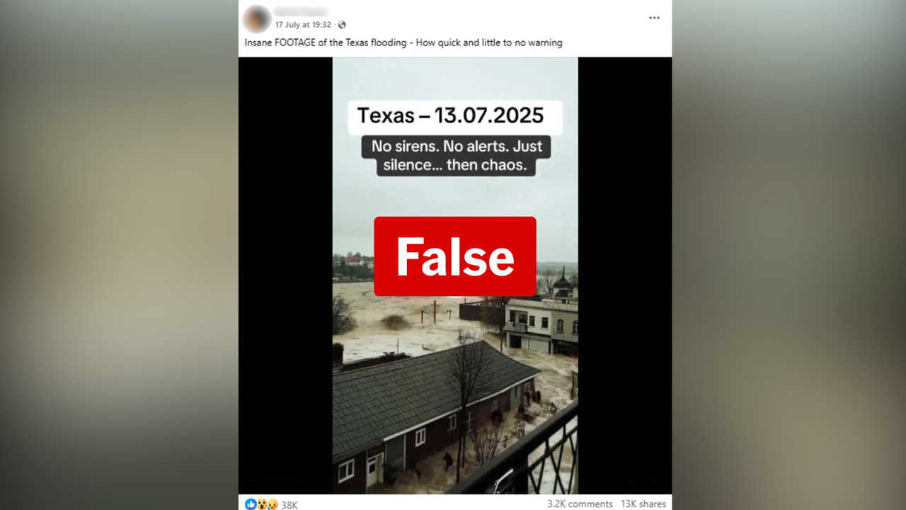 False Facebook post claiming to show Texas floods footage