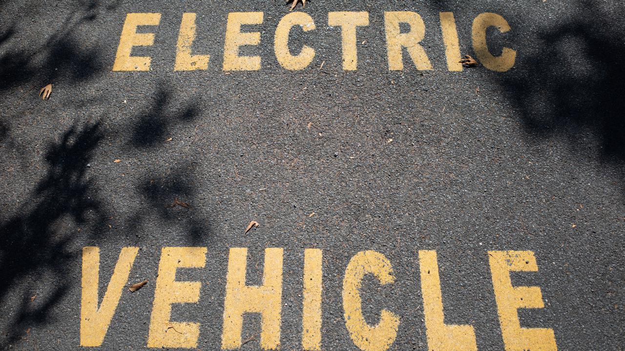 A car parking spot at an electric vehicle (EV) charging station.