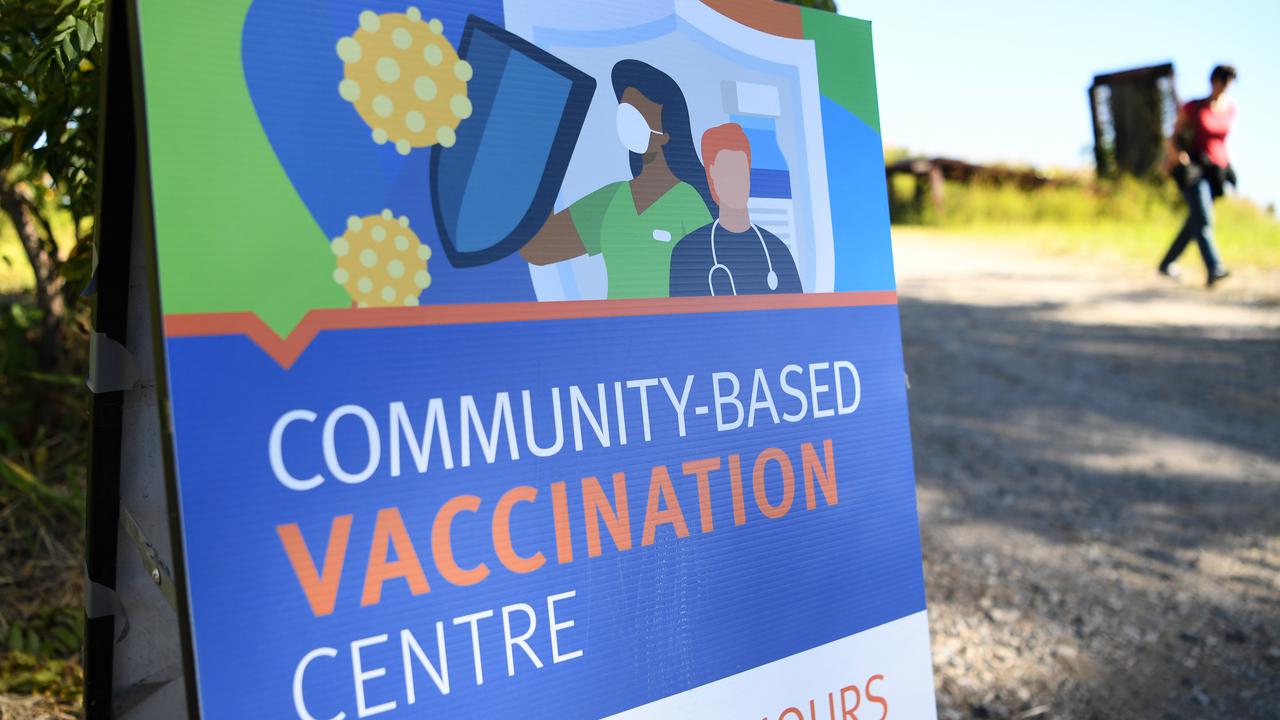 A sign at the coronavirus vaccination centre (file image)