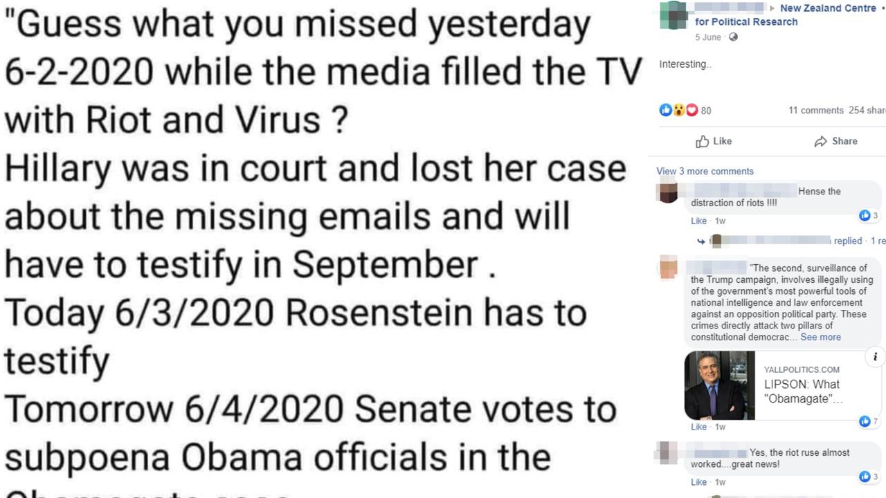 Screenshot of Facebook post