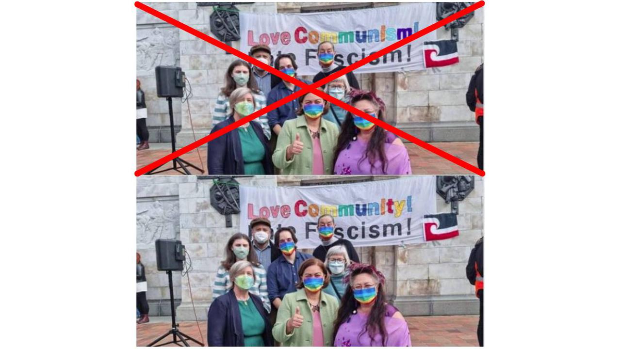 The original image (below) and the doctored image (above)