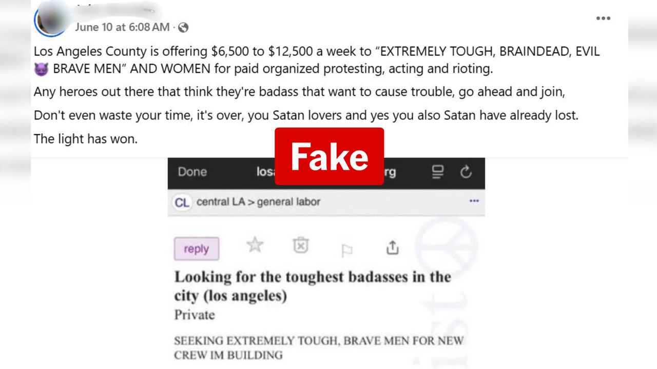 Screenshot of Facebook post.