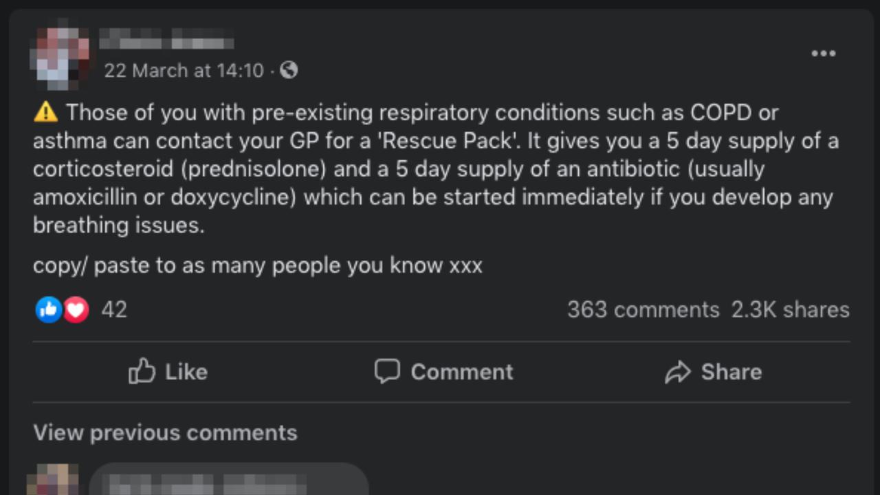Screenshot of Facebook post