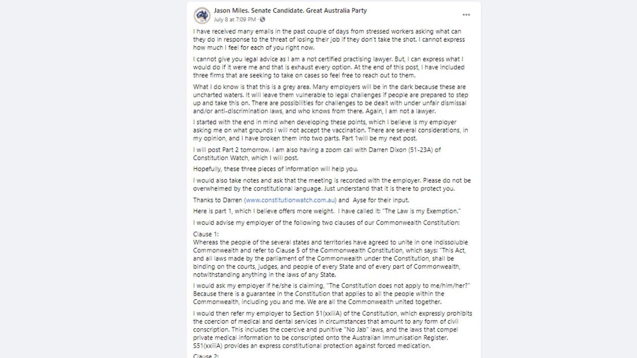 A Facebook post including the claim